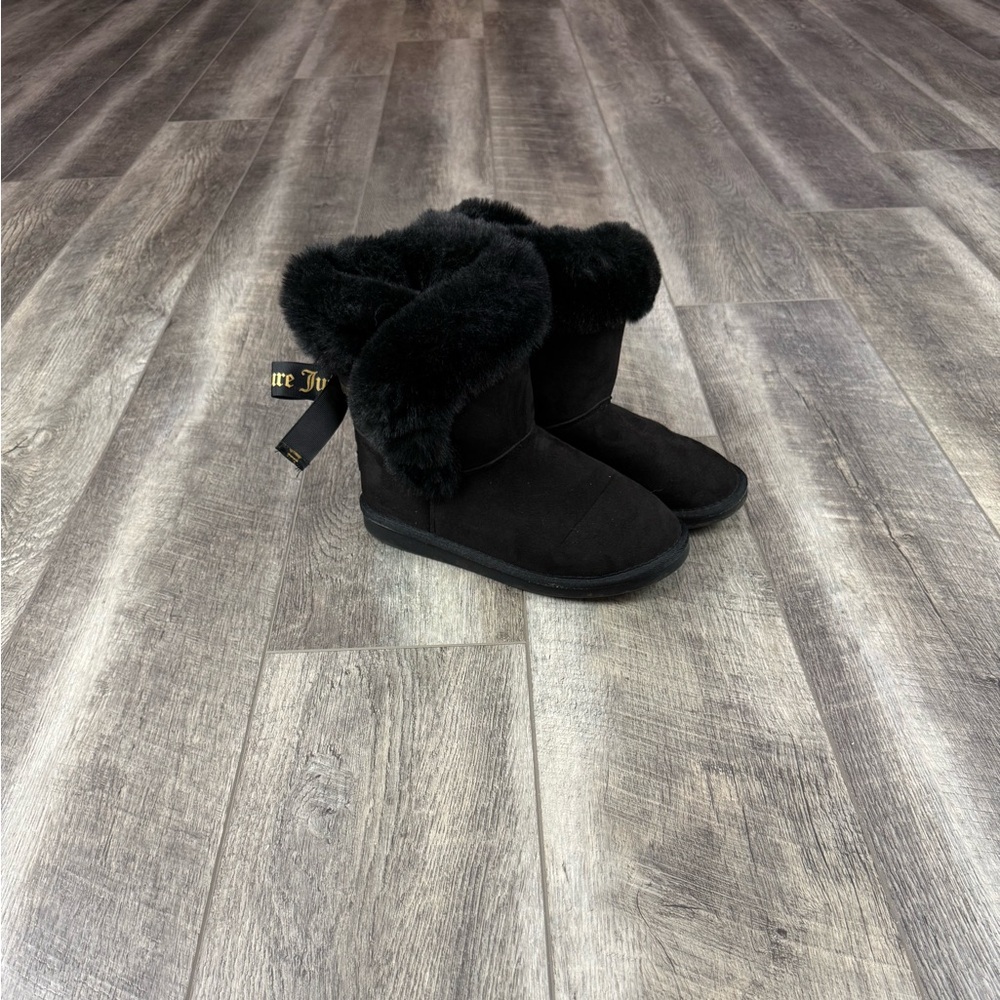 Juicy‎ Couture Black Fur-Trim Boots